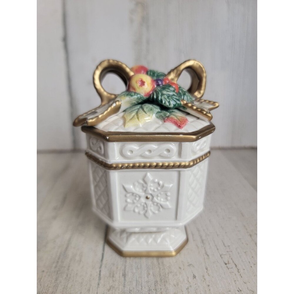Fitz Floyd‎ trinket box snowy Woods snowflake vintage home decor